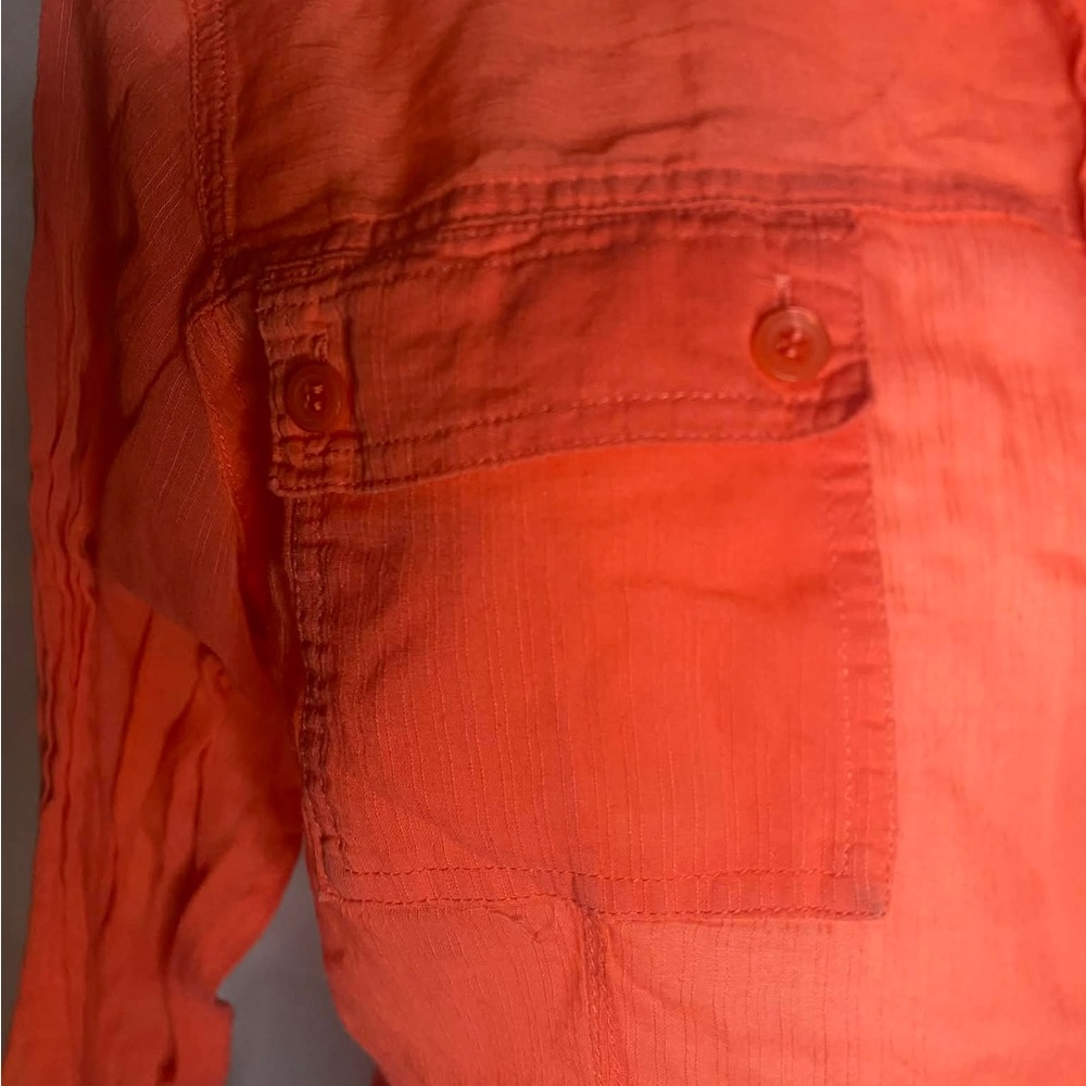 Liz Claiborne Orange 100% Cotton Button Down Shirt XL Coastal Preppy - Picture 5 of 7
